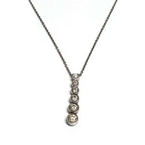 Jazz Graduated Drop Pendant Platinum Necklace 16"